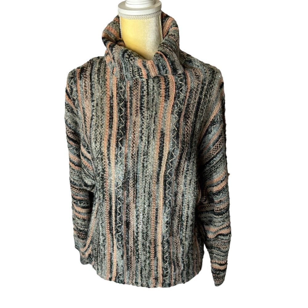 KNOX ROSE sweater Women's Antique Berry Multicolor top Cowl Neck‎ Long sleeve S